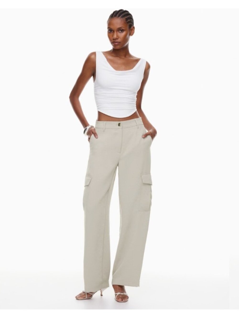 NEW Aritzia Wilfred Bridger Ultra Wide-Leg Cargo Pants High-Rise Crepe 10 Casual